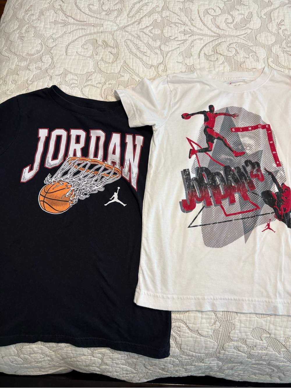 Set of 2 Jordan Kids Short Sleeve Tees - Black & White with Red Accents